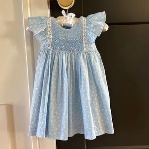 Luli & Me blue butterfly smocked dress 9 months